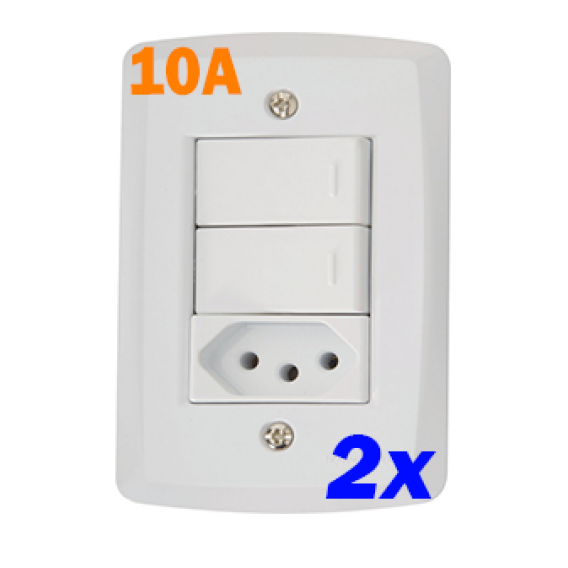 Kit 2un Interruptor Duplo Paralelo + Tomada 10a - Tramontina LUX2